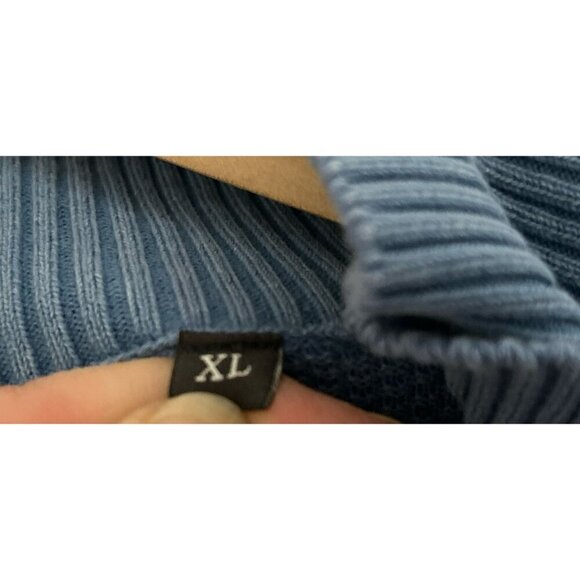 Dan John Blue Textured V-Neck Long Sleeve Pullover Sweater For Men - Picture 9 of 11